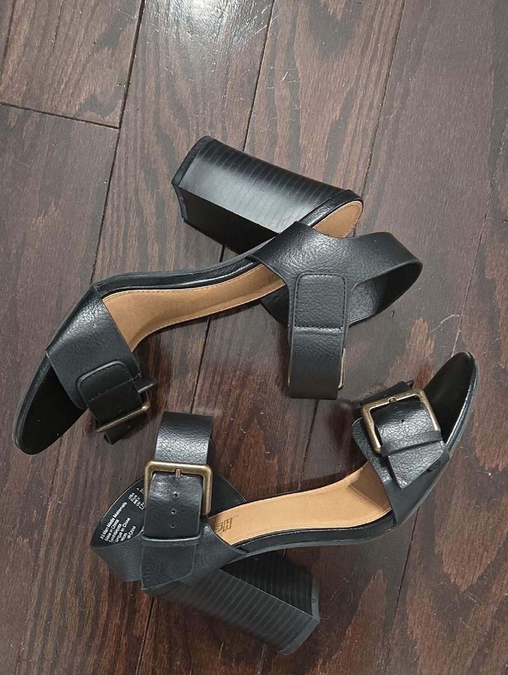 Brash Black Block Heel Sandals